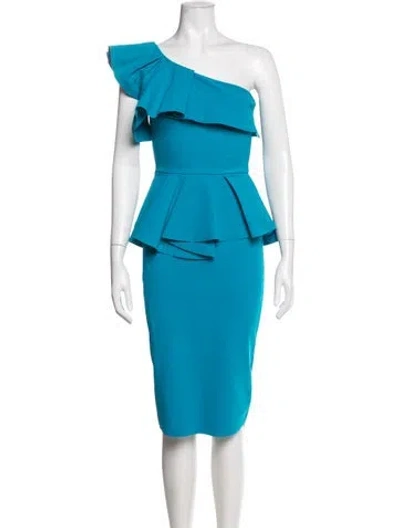 Pre-owned Chiara Boni One-shoulder Knee-length Dress In Blue