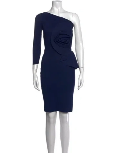 Pre-owned Chiara Boni One-shoulder Knee-length Dress In Blue