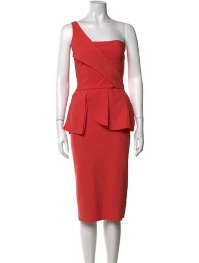 Pre-owned Chiara Boni One-shoulder Knee-length Dress In Orange