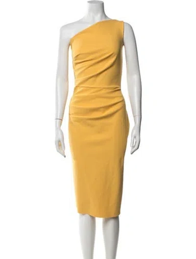 Pre-owned Chiara Boni One-shoulder Knee-length Dress W/ Tags In Yellow