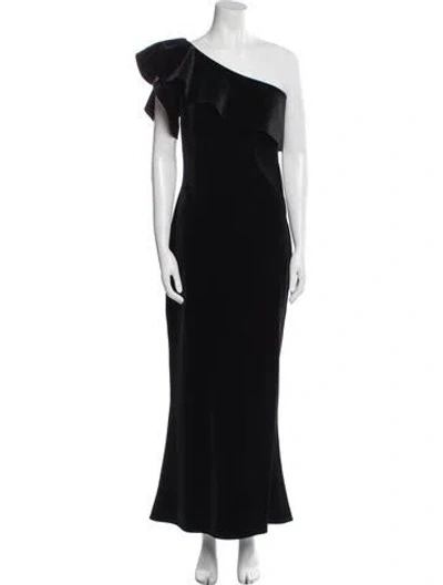 Pre-owned Chiara Boni One-shoulder Long Dress In Black