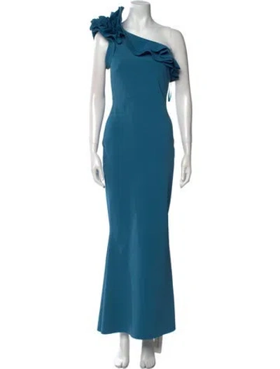 Pre-owned Chiara Boni One-shoulder Long Dress In Blue