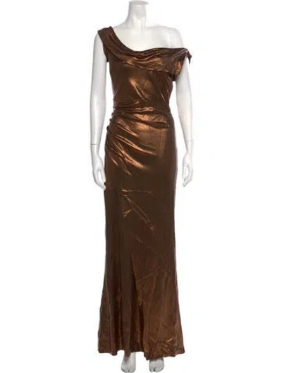 Pre-owned Chiara Boni One-shoulder Long Dress In Brown