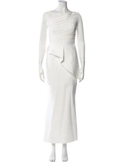Pre-owned Chiara Boni One-shoulder Long Dress In Neutral