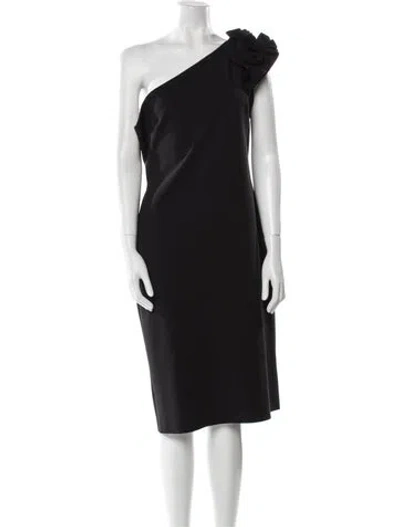 Pre-owned Chiara Boni One-shoulder Midi Length Dress In Black