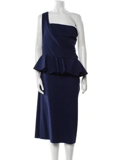 Pre-owned Chiara Boni One-shoulder Midi Length Dress In Blue