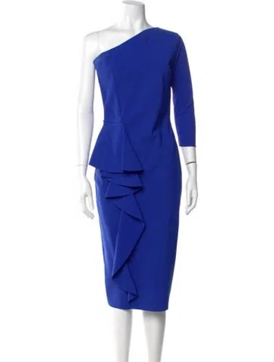 Pre-owned Chiara Boni One-shoulder Midi Length Dress In Blue