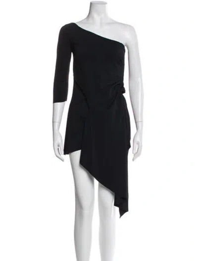 Pre-owned Chiara Boni One-shoulder Mini Dress In Blue