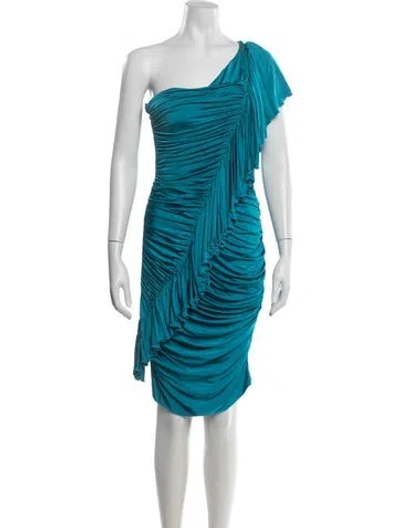 Pre-owned Chiara Boni One-shoulder Mini Dress In Blue