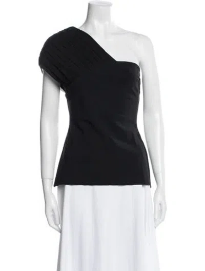 Pre-owned Chiara Boni One-shoulder Short Sleeve Top In Black