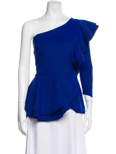 Pre-owned Chiara Boni One-shoulder Three-quarter Sleeve Top In Blue