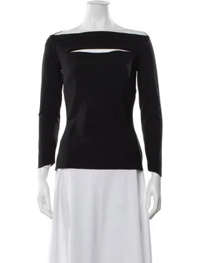 Pre-owned Chiara Boni Open Front Long Sleeve Top In Black