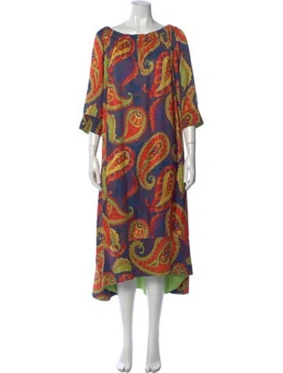 Pre-owned Chiara Boni Paisley Print Midi Length Dress In Blue