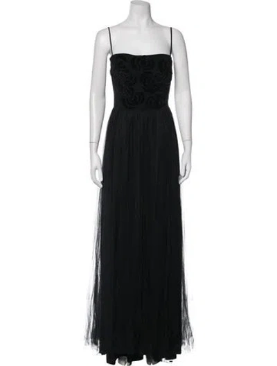 Pre-owned Chiara Boni Patterned Long Dress In Black