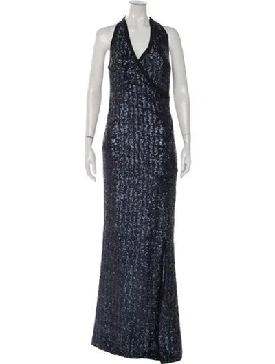 Pre-owned Chiara Boni Patterned Long Dress In Blue