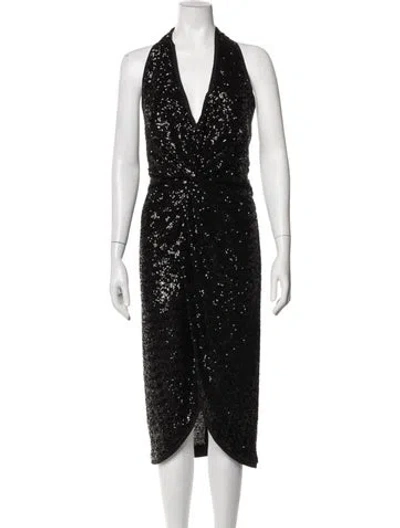 Pre-owned Chiara Boni Patterned Midi Length Dress In Black