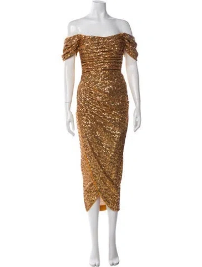 Pre-owned Chiara Boni Patterned Midi Length Dress In Gold/metallic