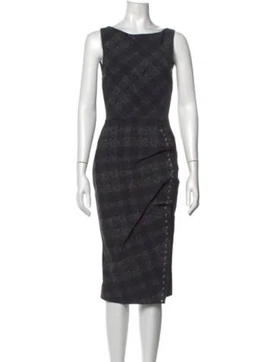 Pre-owned Chiara Boni Plaid Print Knee-length Dress In Black