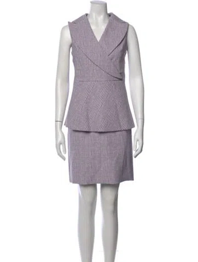 Pre-owned Chiara Boni Plaid Print Knee-length Dress In Purple