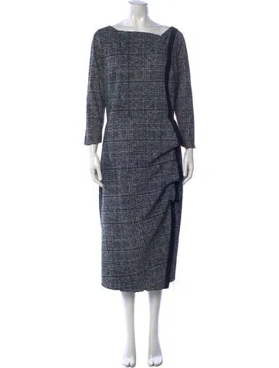 Pre-owned Chiara Boni Plaid Print Long Dress In Black