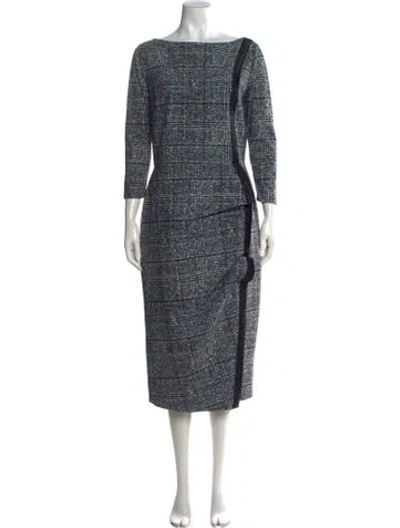 Pre-owned Chiara Boni Plaid Print Midi Length Dress In Blue