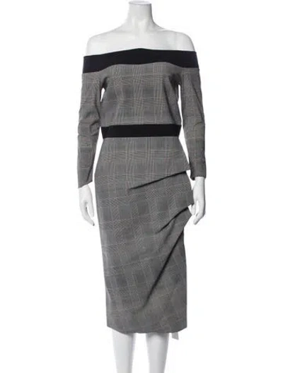 Pre-owned Chiara Boni Plaid Print Midi Length Dress In Grey