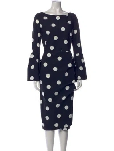 Pre-owned Chiara Boni Polka Dot Print Knee-length Dress In Blue