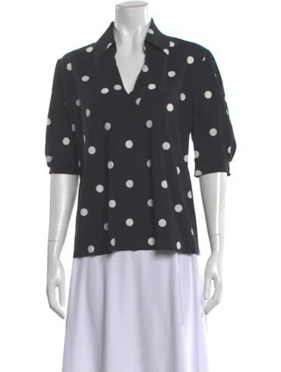 Pre-owned Chiara Boni Polka Dot Print V-neck Blouse In Gray