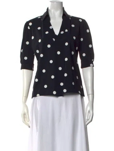 Pre-owned Chiara Boni Polka Dot Print V-neck Top In Black