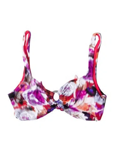 Pre-owned Chiara Boni Printed Keyhole Accent Top In Multi