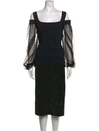 Pre-owned Chiara Boni Printed Knee-length Dress In Black/metallic