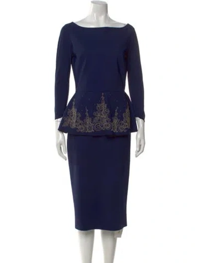 Pre-owned Chiara Boni Printed Knee-length Dress In Blue