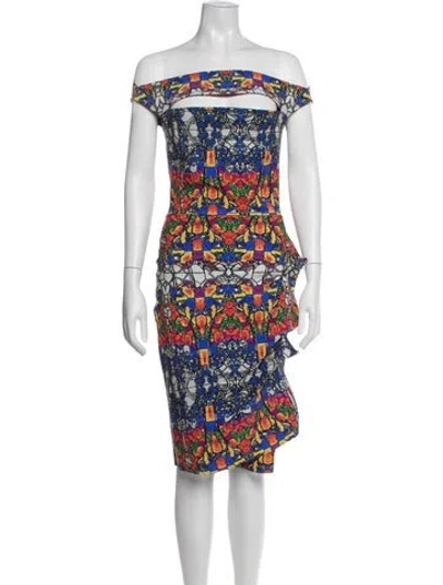 Pre-owned Chiara Boni Printed Knee-length Dress In Blue