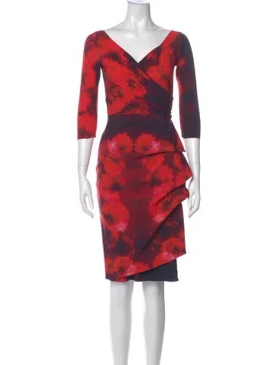 Pre-owned Chiara Boni Printed Knee-length Dress In Red