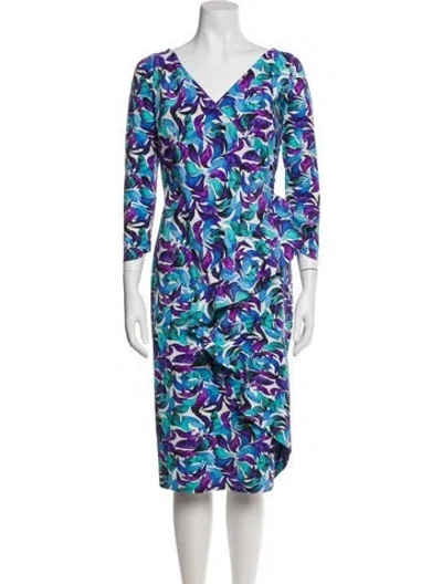 Pre-owned Chiara Boni Printed Midi Length Dress In Blue