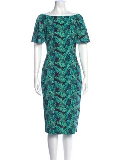 Pre-owned Chiara Boni Printed Midi Length Dress In Green