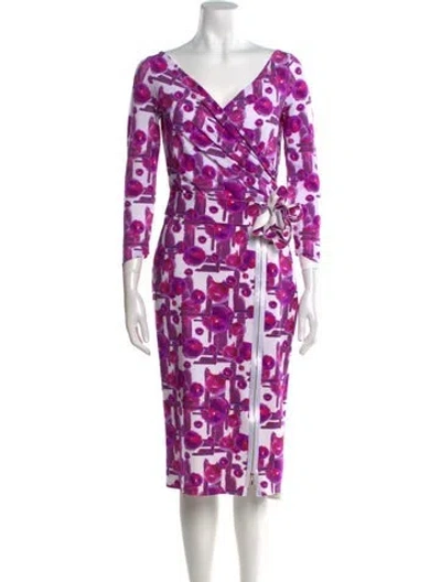 Pre-owned Chiara Boni Printed Midi Length Dress In Purple
