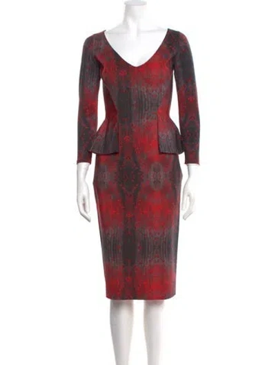 Pre-owned Chiara Boni Printed Midi Length Dress In Red