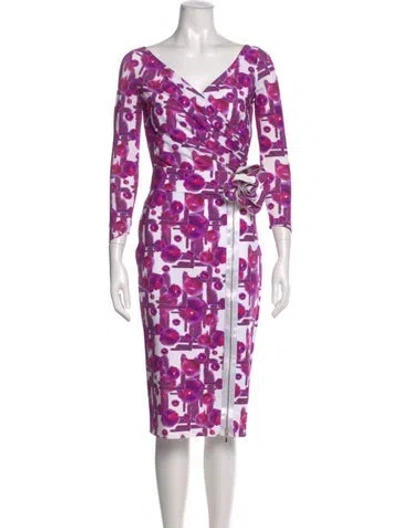 Pre-owned Chiara Boni Printed Midi Length Dress W/ Tags In Purple
