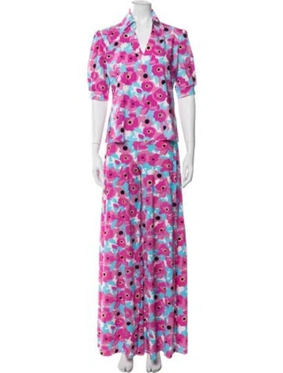 Pre-owned Chiara Boni Printed Pant Set W/ Tags In Pink