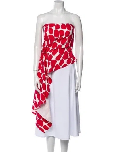 Pre-owned Chiara Boni Printed Strapless Tunic In Red