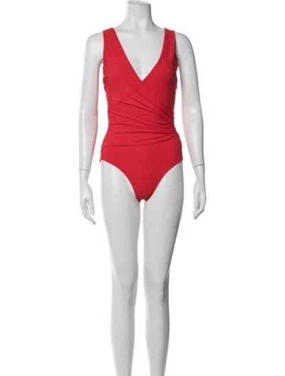 Pre-owned Chiara Boni Ruffle Embellishment One-piece W/ Tags In Orange