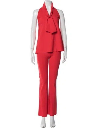 Pre-owned Chiara Boni Ruffle Embellishment Pant Set In Red