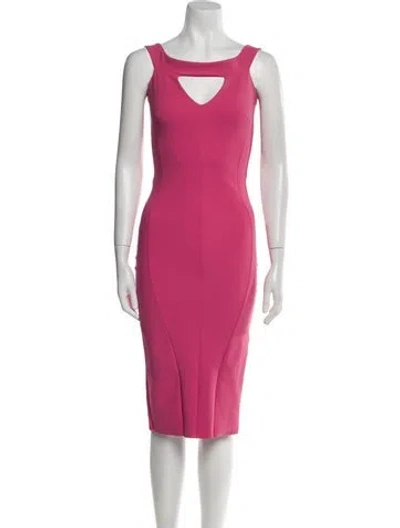 Pre-owned Chiara Boni Scoop Neck Knee-length Dress In Pink