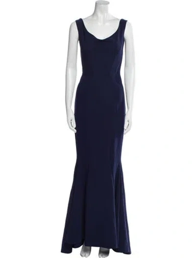 Pre-owned Chiara Boni Scoop Neck Long Dress In Blue