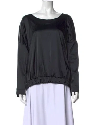 Pre-owned Chiara Boni Scoop Neck Long Sleeve Top In Black