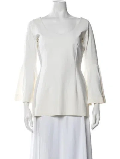 Pre-owned Chiara Boni Scoop Neck Long Sleeve Top In White