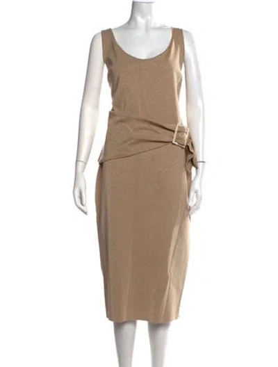 Pre-owned Chiara Boni Scoop Neck Midi Length Dress In Metallic/neutrals