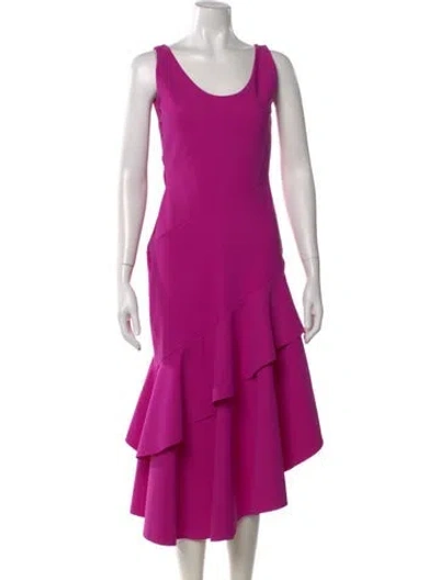 Pre-owned Chiara Boni Scoop Neck Midi Length Dress In Purple