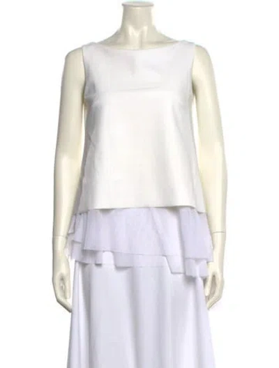 Pre-owned Chiara Boni Scoop Neck Sleeveless Top In White